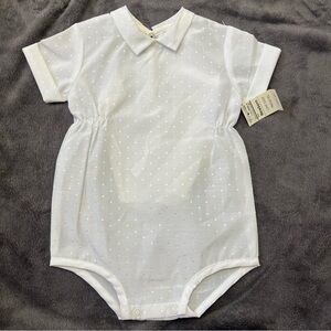 Vintage Infant White One piece With Diamond Polkadot, Preppy Sz 6-12mo Girl